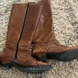 Brown Leather Knee-High Boots